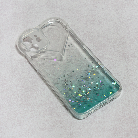 Zastitna maska (futrola) Heart Glitter - iPhone 12 6.1 mint.