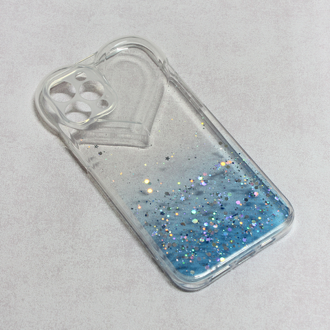 Zastitna maska (futrola) Heart Glitter - iPhone 12 Pro Max 6.7 plava.