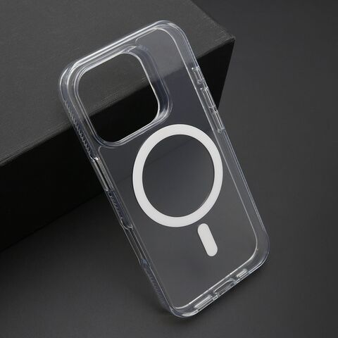 Zastitna maska (futrola) COLOR okvir MagSafe - iPhone 16 Pro (6.3) srebrna (providna) (MS).