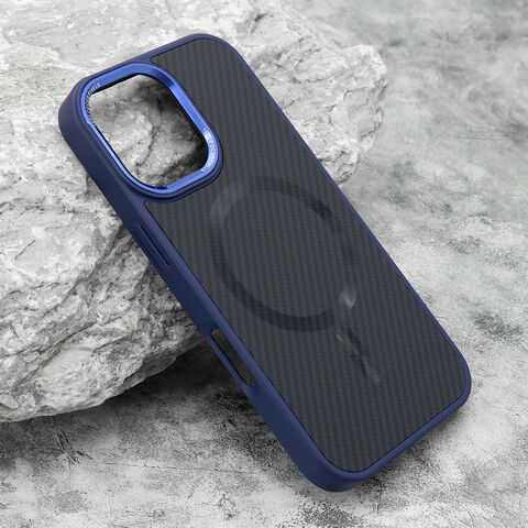 Zastitna maska (futrola) CARBON MagSafe - iphone 16 (6.1) plava (big camera) (MS).