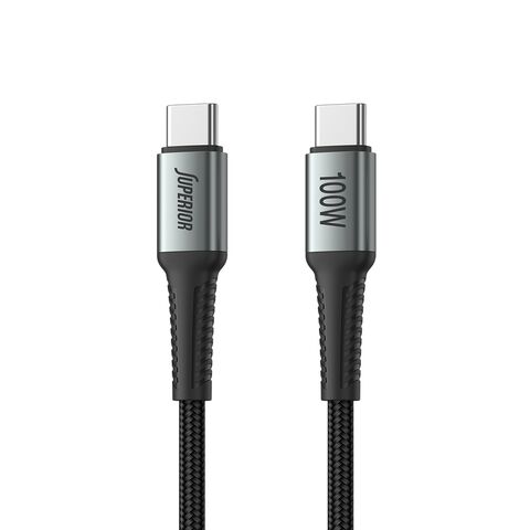 USB data kabl Superior SU-K110 pleteni Fast 100W 5A Type-C na Type-C 2m sivi (MS).