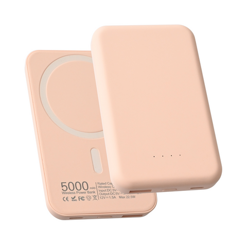 Univerzalna Back Up Baterija prenosiva baterija Magsafe PD 5000 mAh roze.