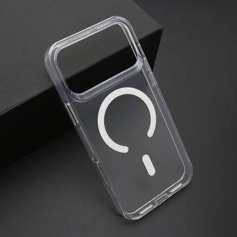 Zastitna maska (futrola) COLOR okvir MagSafe - iPhone 17 Pro Max (6.9) srebrna (providna) (MS).