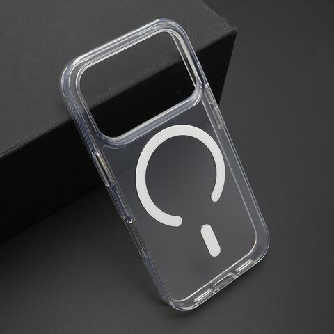 Zastitna maska (futrola) COLOR okvir MagSafe - iPhone 17 Pro srebrna (providna) (MS).