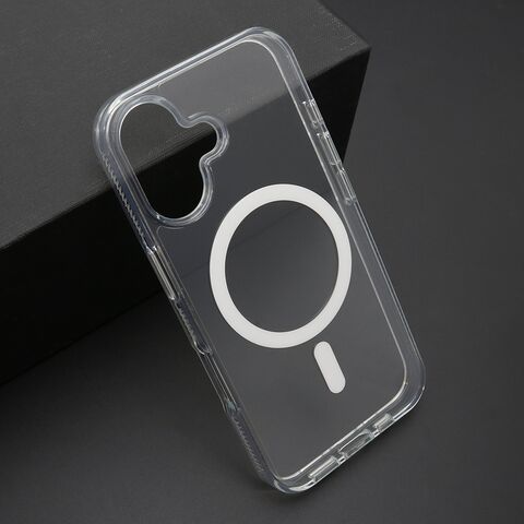 Zastitna maska (futrola) COLOR okvir MagSafe - iphone 16 (6.1) srebrna (providna) (MS).