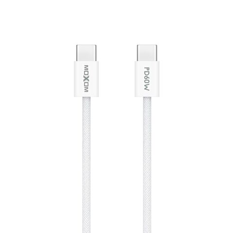 USB data kabl MOXOM MX-CB369 pleteni Fast 60W 3A Type-C na Type-C 1m beli (MS).