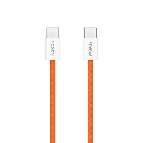 USB data kabl MOXOM MX-CB369 pleteni Fast 60W 3A Type-C na Type-C 1m narandzasti (MS).