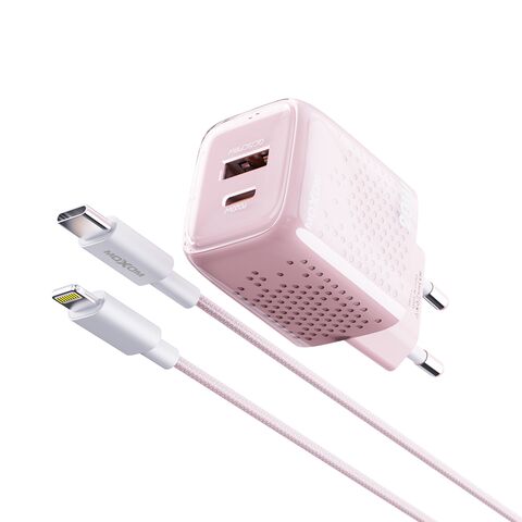 Kucni punjac Moxom MX-HC206 18W FAST PD 20W Type C na lightning pink (MS).