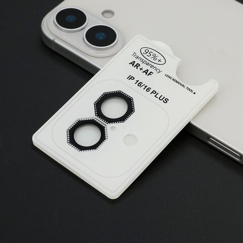 Folija - zastitu kamere OCTAGON DIAMOND za iPhone 16 (6.1)/16 Plus (6.7) crna (MS).