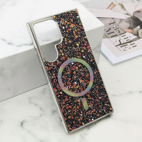 Zastitna maska (futrola) GLAM GLOW MagSafe - Samsung S928 Galaxy S24 Ultra 5G crna (MS).