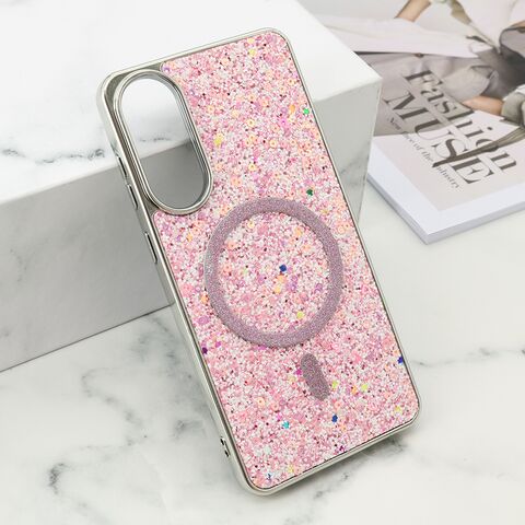 Zastitna maska (futrola) GLAM GLOW MagSafe - Samsung S937 Galaxy S25 Edge 5G roze (MS).