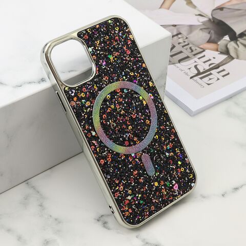 Zastitna maska (futrola) GLAM GLOW MagSafe - iPhone 11 (6.1) crna (MS).