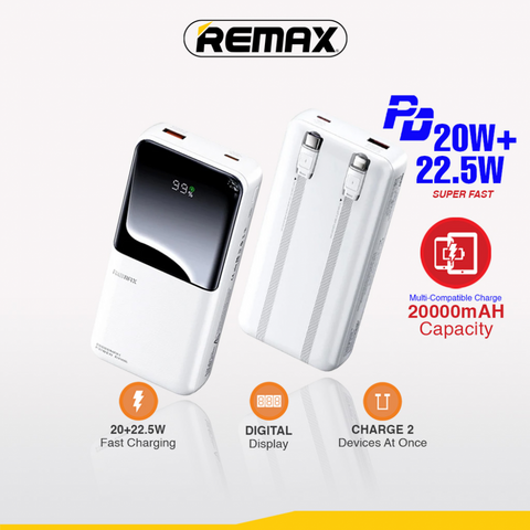 Univerzalna Back Up Baterija prenosiva baterija REMAX Cynlle Series RPP-680 PD 20W+QC 22.5W 20000mAh beli.