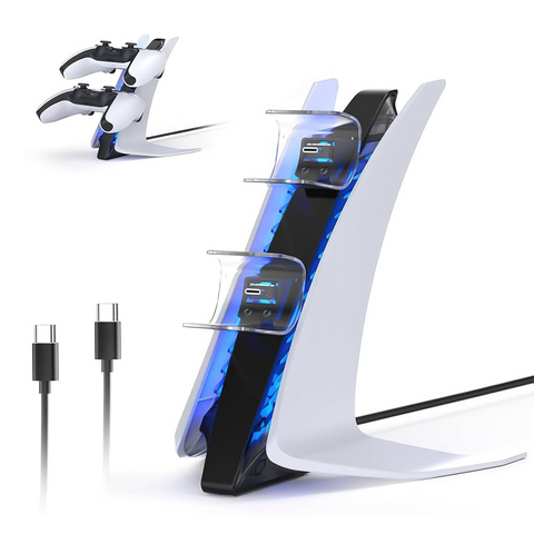 Dobe TP5-0557 stalak-punjac - dva gamepada sa osvetljenjem PS5 beli.