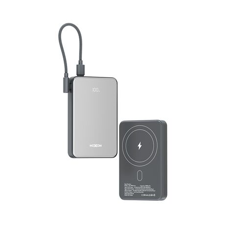 Univerzalna Back Up Baterija Magsafe Moxom MX-PB194 fast charge 22.5W + wireless 15W type C 10000mAh srebrni (MS).