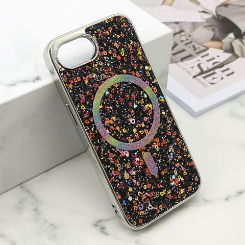 Zastitna maska (futrola) GLAM GLOW MagSafe - iPhone 16e/17e (6.1) crna (MS).