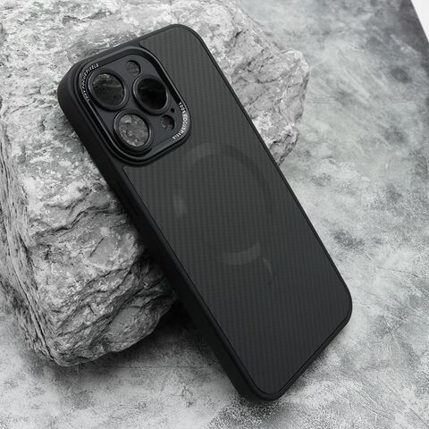 Zastitna maska (futrola) CARBON MagSafe - iPhone 15 Pro Max (6.7) crna (small camera) (MS).