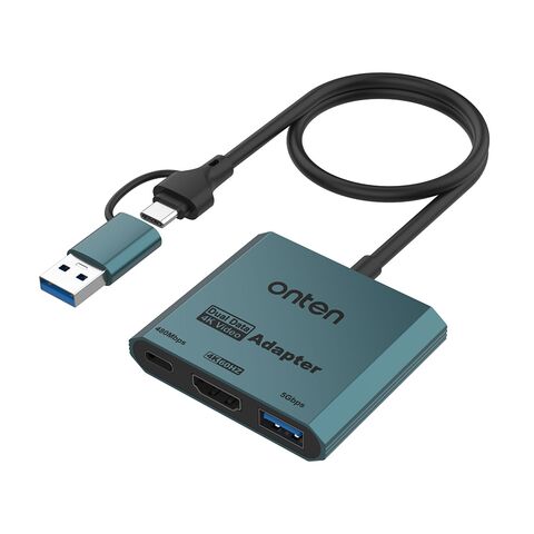 Adapter USB Flash 3u2 USB-A + USB Type-C na HDMI 4K 60Hz + USB 3.2 + USB Type-C 480Mbps 30cm (OTN-UCA303) Onten (MS).