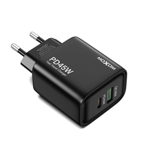Kuciste punjaca Moxom MX-HC178 GaN USB+Type-C QC 18W PD 45W crno (MS).