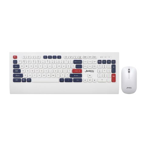 Tastatura bezicna i mis bezicni WS671 belo-plava JEDEL (MS).