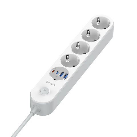 Produzni kabl LDNIO SE1-C 2500W EU, 4 uticnice 2xUSB 12W, 2xPD 20W beli 2m.