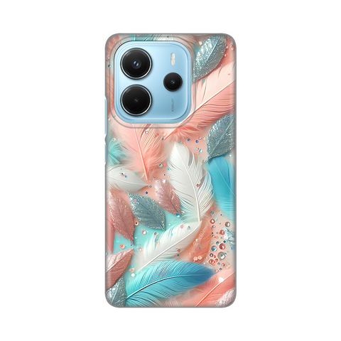 Zastitna silikonska maska (futrola) PRINT - Xiaomi Redmi Note 14 4G (SRB) Pastel Feathers.