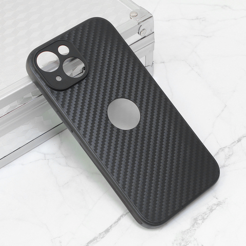 Zastitna maska (futrola) Carbon fiber - iPhone 15 crna (sa otvorom za logo).