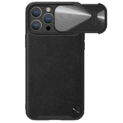 Zastitna maska (futrola) Nillkin CamShield Leather S - iPhone 14 Pro crna.