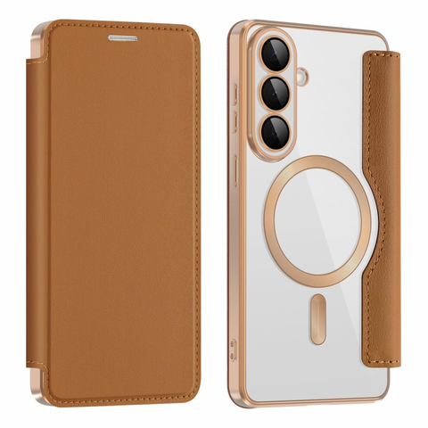 Zastitna maska (futrola) Magsafe Lux na preklop (bi fold) - Samsung S946 Galaxy S26 Plus braon.