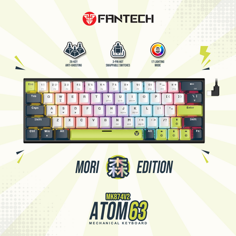 Tastatura Mehanicka Gaming Fantech MK874V2 RGB Atom 63 Mori beli (white) (taro switch).