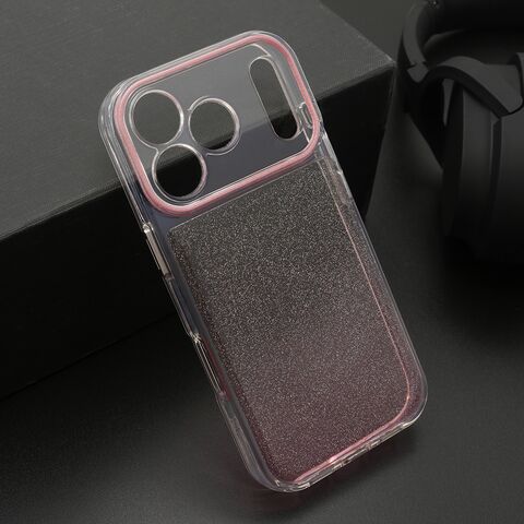 Zastitna maska (futrola) OMBRE GLITTER - iPhone 17 Pro roze (MS).
