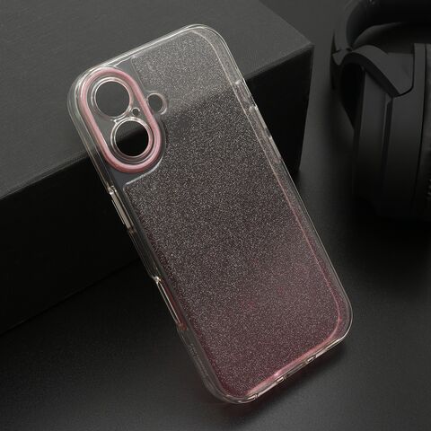 Zastitna maska (futrola) OMBRE GLITTER - iPhone 17 roze (MS).