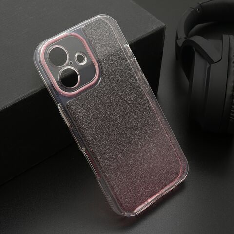 Zastitna maska (futrola) OMBRE GLITTER - iPhone 16 (6.1) roze (MS).