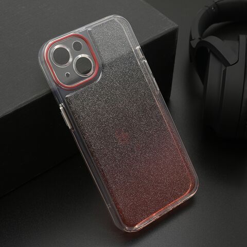 Zastitna maska (futrola) OMBRE GLITTER - iPhone 13 (6.1) crvena (MS).