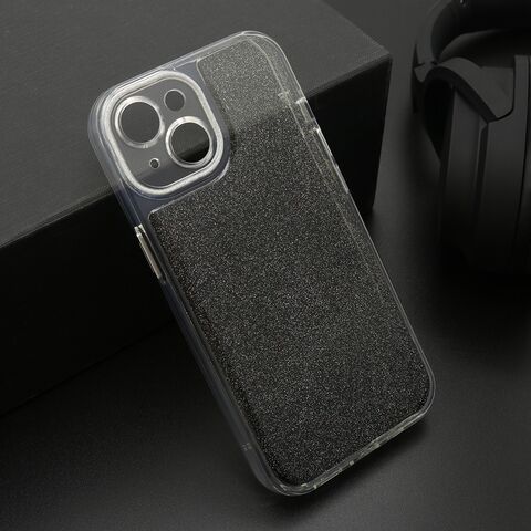 Zastitna maska (futrola) OMBRE GLITTER - iPhone 15 crna (MS).