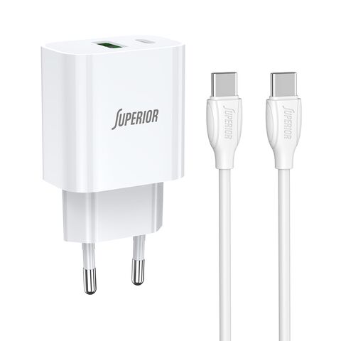 Kucni punjac Superior SU-P102 20W Type C na Type C beli (CERT) (MS).