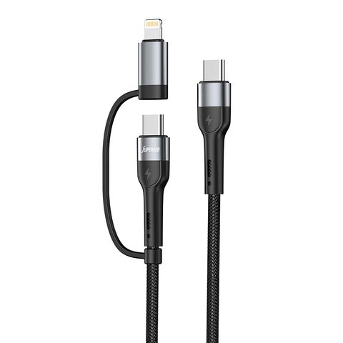 USB data kabl Superior SU-K106 2in1 Type-C na Type-C/Lightning 1m crni (MS).