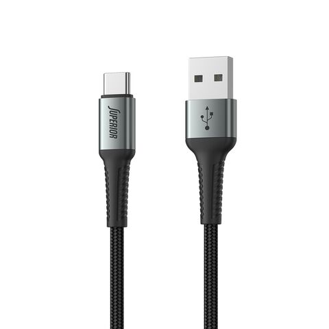 USB data kabl Superior SU-K108 pleteni Fast 27W 3A USB A na Type-C 2m crni (MS).