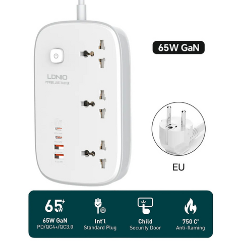 Produzni kabl LDNIO SC3416 EU 3 uticnice + 2xUSB QC 2xPD GaN 2m.