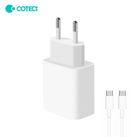 Kucni punjac Coteci CS5193 20W sa PD na lightning kablom beli.