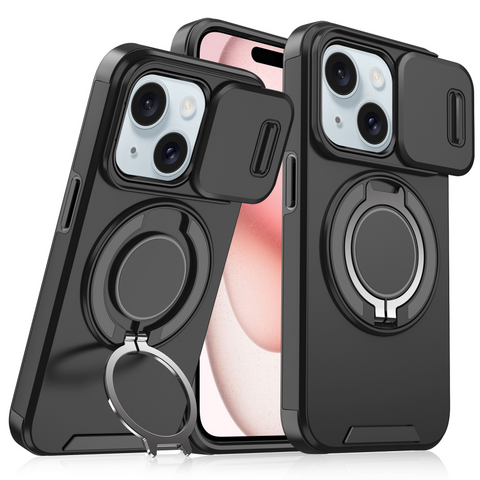 Zastitna maska (futrola) CamShield Ring stand - iPhone 15 crna.