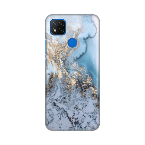 Zastitna silikonska maska (futrola) PRINT - Xiaomi Redmi 9C/Redmi 10A Blue Gold Marble.