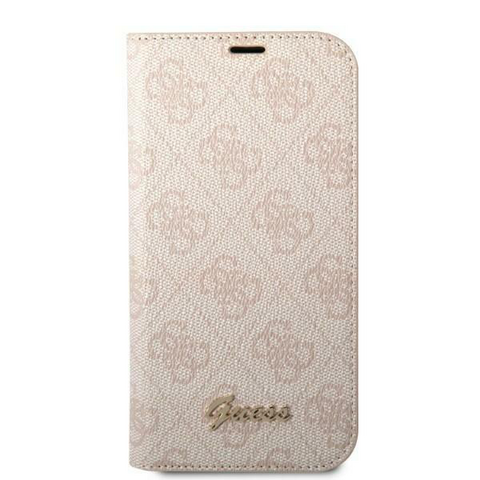 Zastitna maska (futrola) Guess BT PC/TPU 4G PU Script Metal - iPhone 14 Pro pink (GUBKP14LHG4SHP).