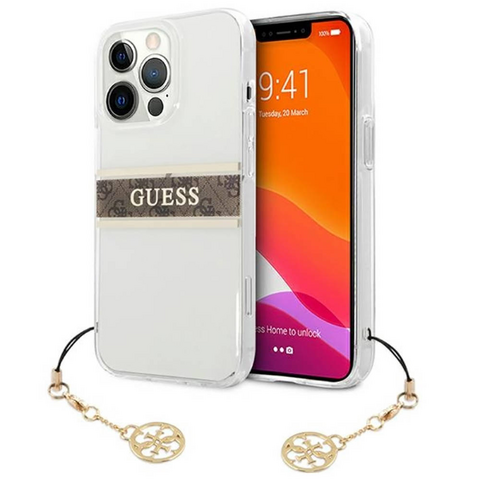 Zastitna maska (futrola) Guess 4G Stripe Charm - iPhone 13 Pro braon (GUHCP13LKB4GBR).