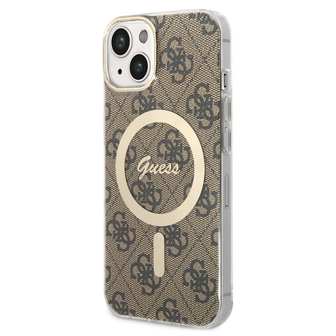 Zastitna maska (futrola) Guess Hc Magsafe IML 4G Pattern - iPhone 15 braon (GUHMP15SH4STW).