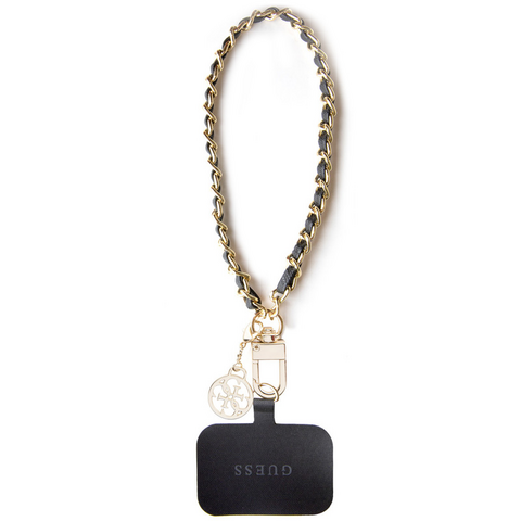 Traka - telefon Guess HDSP PU Saffiano Chain Strap 4G Charm crna (GUOUCHSAMC4K).