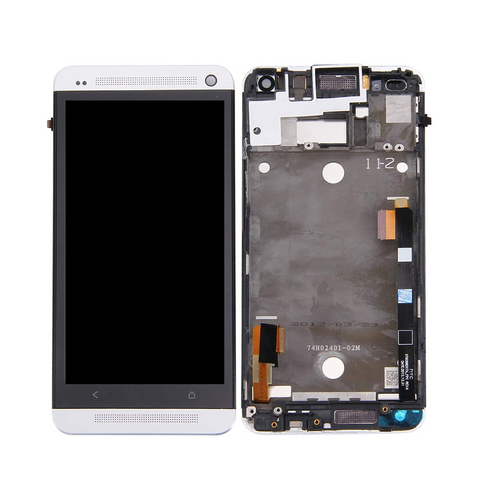 LCD displej (ekran) - HTC ONE/M7+touch screen+frame sivi SPO.