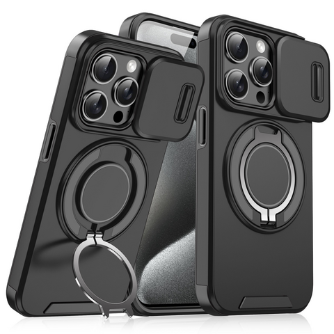 Zastitna maska (futrola) CamShield Ring stand - iPhone 15 Pro 6.1 crna.