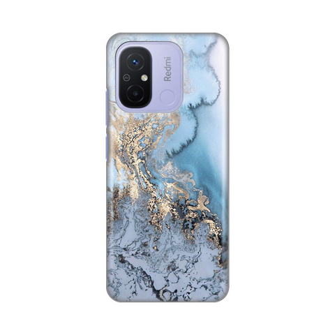 Zastitna silikonska maska (futrola) PRINT - Xiaomi Redmi 12C Blue Gold Marble.