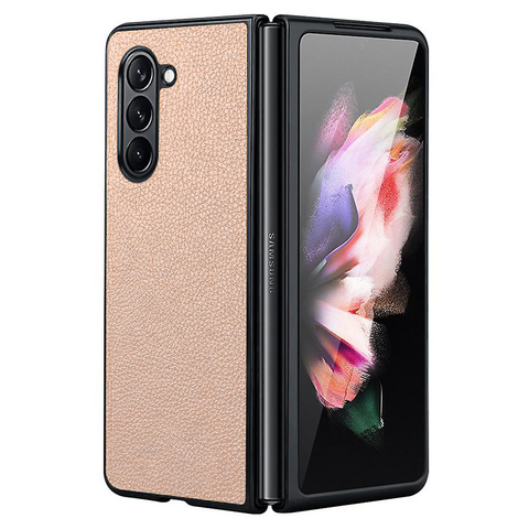Zastitna maska (futrola) Leather Fold - Samsung F946 Galaxy Z Fold 5 5G krem.